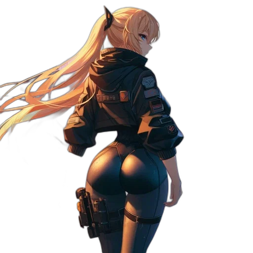 jacket, weapon, robot, dress, concept art, cyberpunk, anime, comic book art transparent PNG cut-out