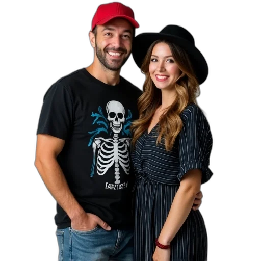 hat, dress, jewelry, staff, dark, man, woman, standing transparent PNG cut-out