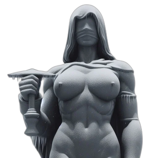 3d render, concept art, fantasy art, comic book art, grayscale, highly, detailed, statue transparent PNG cut-out