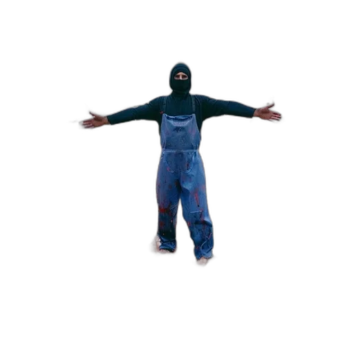 jacket, mask, creature, staff, person, black, hoodie, blue transparent PNG cut-out