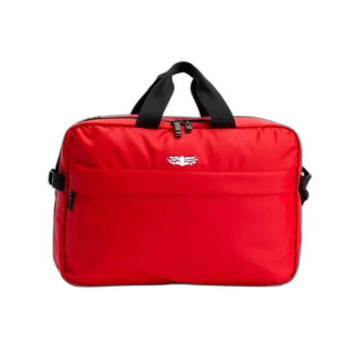 red, rectangular-shaped, bag, black, zipper, handle, top, has transparent PNG cut-out