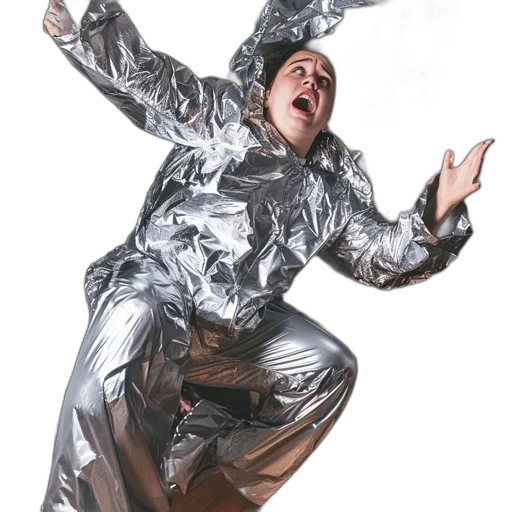 jacket, robot, creature, staff, concept art, outer space, person, metallic transparent PNG cut-out