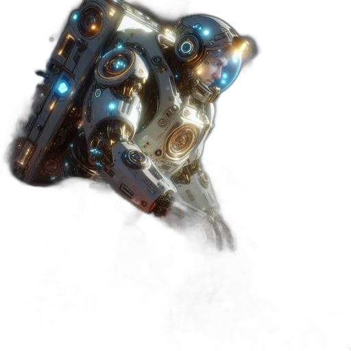 jewelry, robot, crown, mask, 3d render, cyberpunk, concept art, photorealistic transparent PNG cut-out