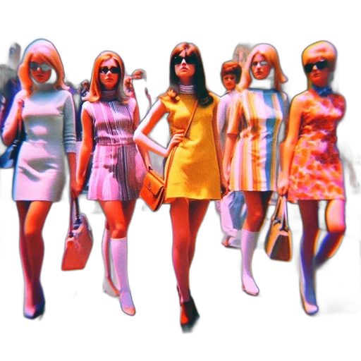 dress, 3d render, concept art, vaporwave, comic book art, pastel, neon, group transparent PNG cut-out