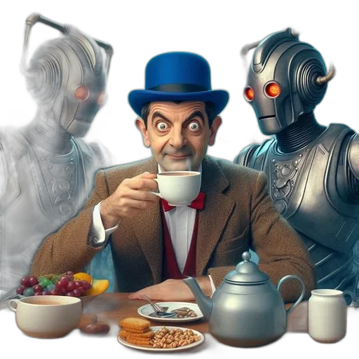 robot, food, mask, concept art, fantasy art, comic book art, 3d render, fog transparent PNG cut-out