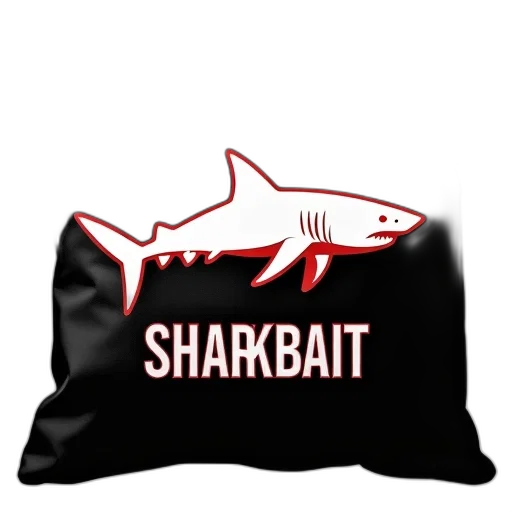 concept art, black, pillow, white, shark, design, depicted, red transparent PNG cut-out