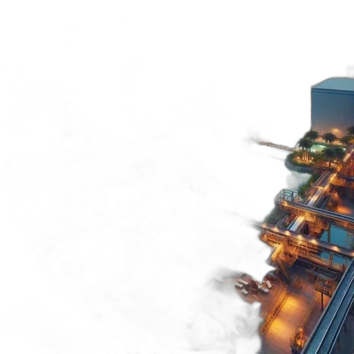 building, concept art, 3d render, cyberpunk, photorealistic, city street, surreal, blend transparent PNG cut-out