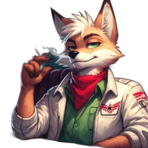 staff, jacket, animal, mask, concept art, pixel art, fantasy art, cartoon transparent PNG cut-out