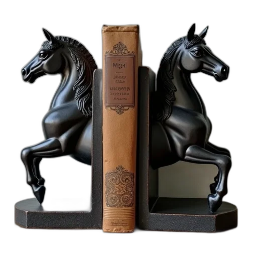 black, horse, bookends, book, end, vintage transparent PNG cut-out