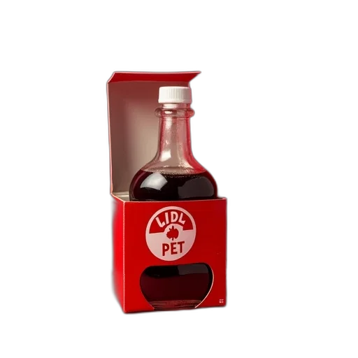 bottle, food, 3d render, red, box, white, label, containing transparent PNG cut-out