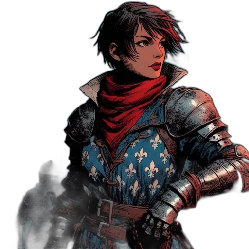 comic book art, concept art, fantasy art, determined, warrior, knight, adorned, armor transparent PNG cut-out