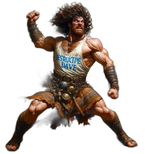 fantasy art, concept art, muscular, man, destructive, dave, wielding, spiked transparent PNG cut-out