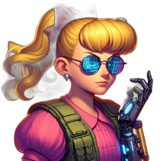 robot, weapon, staff, cyberpunk, pixel art, concept art, vaporwave, neon transparent PNG cut-out