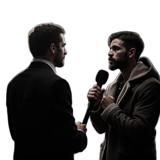 jacket, interview, reporter, opening transparent PNG cut-out