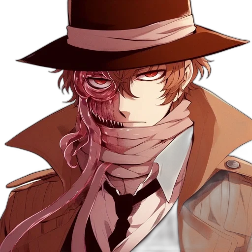 mask, face, hat, staff, comic book art, anime, concept art, pixel art transparent PNG cut-out