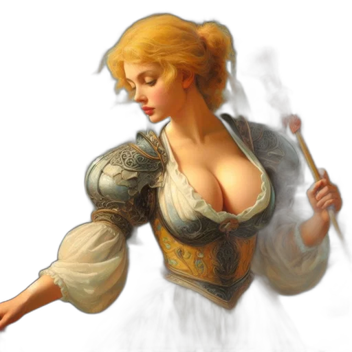 dress, staff, jewelry, fantasy art, oil painting, photorealistic, concept art, fire transparent PNG cut-out