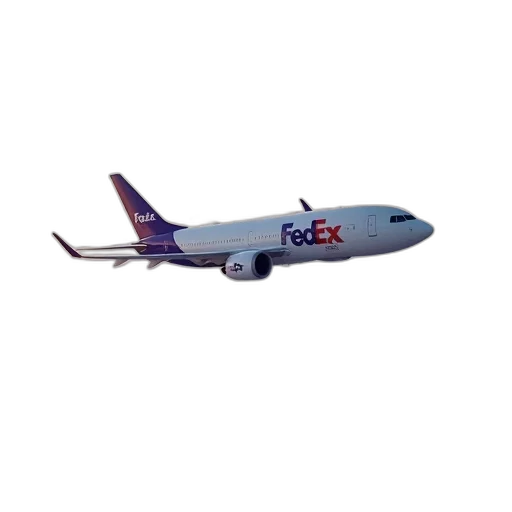 3d render, fedex, plane, flying transparent PNG cut-out