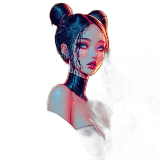 mask, face, robot, dress, cyberpunk, concept art, fantasy art, anime transparent PNG cut-out