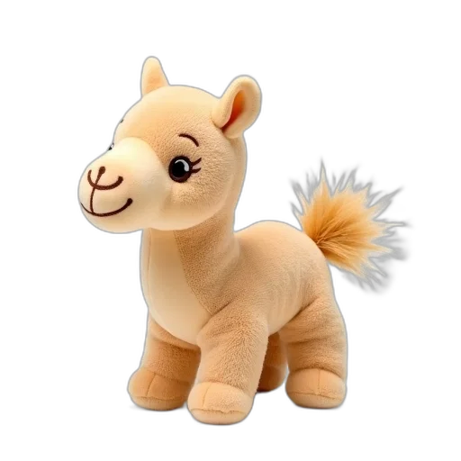 animal, creature, 3d render, photorealistic, plush, camel, toy, soft transparent PNG cut-out