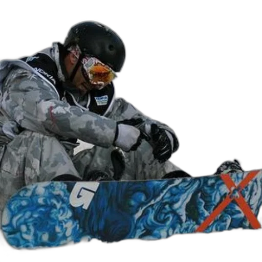 photorealistic, snow, snowboarder, camo, jacket, helmet, sits, their transparent PNG cut-out
