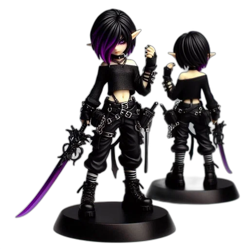 3d render, concept art, fantasy art, cyberpunk, two, anime-styled, females, elven transparent PNG cut-out