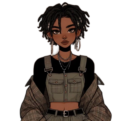 jacket, jewelry, hair, face, cartoon, concept art, pixel art, anime transparent PNG cut-out