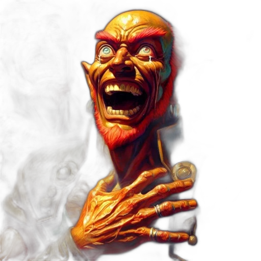 mask, face, creature, staff, concept art, 3d render, photorealistic, comic book art transparent PNG cut-out