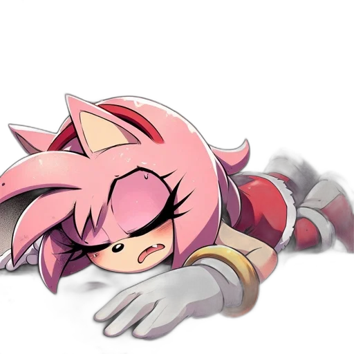 anime, pixel art, concept art, watercolor, exhausted, pink-haired, cartoon, lady transparent PNG cut-out