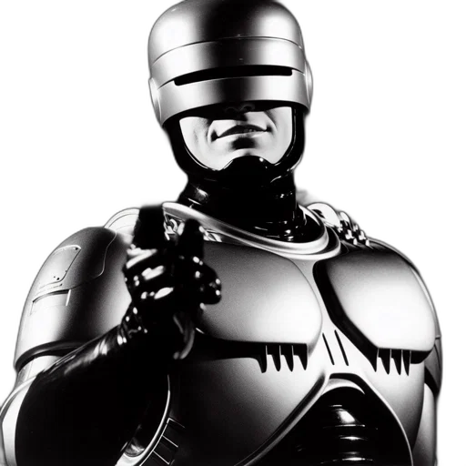 robot, staff, 3d render, concept art, comic book art, photorealistic, futuristic, metropolis transparent PNG cut-out