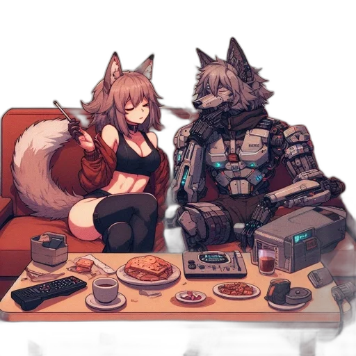 food, furniture, weapon, robot, cyberpunk, pixel art, concept art, anime transparent PNG cut-out