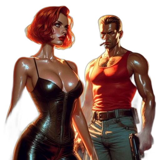 comic book art, concept art, cyberpunk, fantasy art, neon lights, two, individuals, occupy transparent PNG cut-out