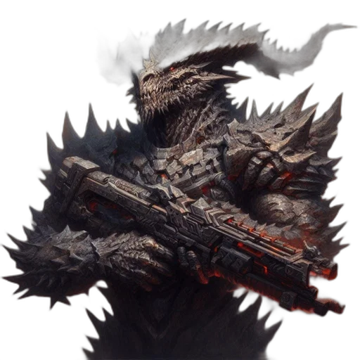 dragon, creature, weapon, staff, concept art, fantasy art, photorealistic, 3d render transparent PNG cut-out