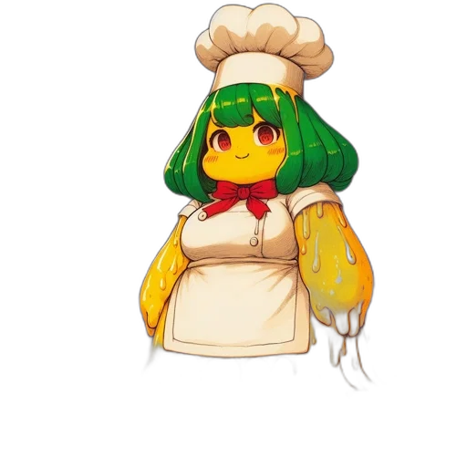 staff, food, hat, dress, pixel art, concept art, anime, 3d render transparent PNG cut-out