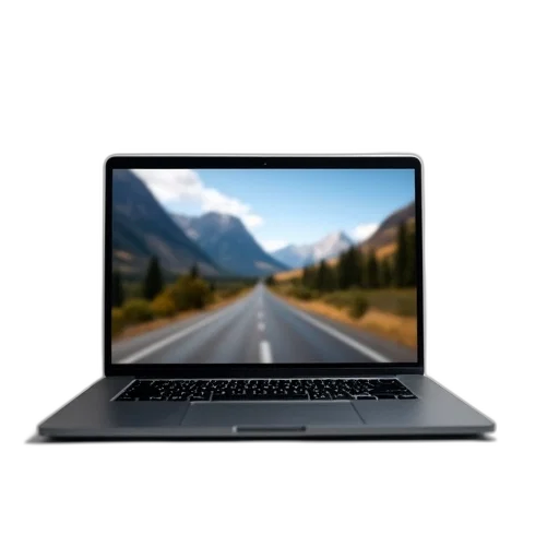 staff, 3d render, black, laptop, screen, displaying, blurred, image transparent PNG cut-out