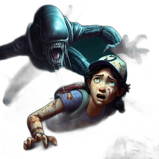 creature, concept art, comic book art, fantasy art, photorealistic, underwater, frightened, young transparent PNG cut-out
