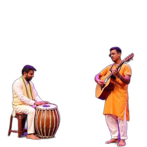 oil painting, pencil sketch, concept art, forest, fire, two, musicians, performing transparent PNG cut-out