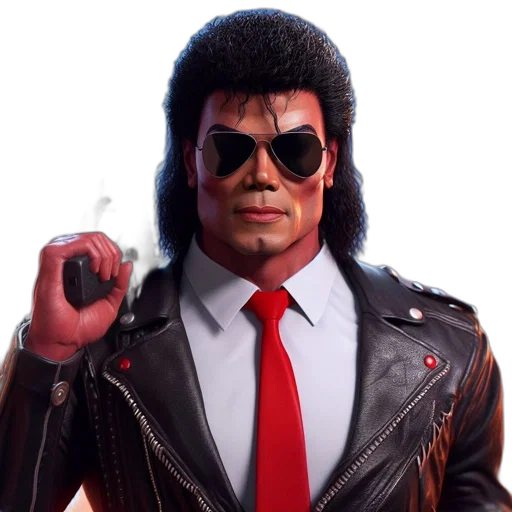 jacket, face, 3d render, concept art, comic book art, photorealistic, michael, jackson transparent PNG cut-out