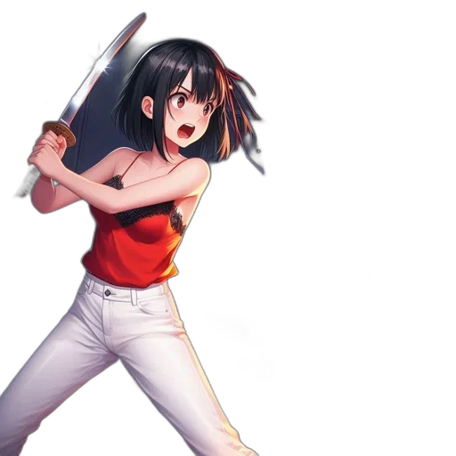 weapon, sword, staff, anime, concept art, 3d render, pixel art, fire transparent PNG cut-out