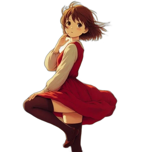 dress, staff, flower, robot, anime, pixel art, concept art, cartoon transparent PNG cut-out