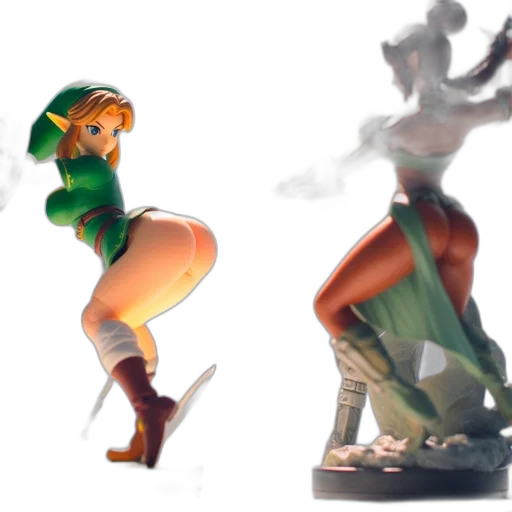 concept art, 3d render, green, two, characters, inspired, legend, zelda transparent PNG cut-out