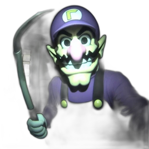 mask, staff, weapon, creature, 3d render, concept art, vaporwave, pixel art transparent PNG cut-out