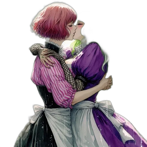 dress, watercolor, concept art, fantasy art, photorealistic, pastel, dark, monochrome transparent PNG cut-out