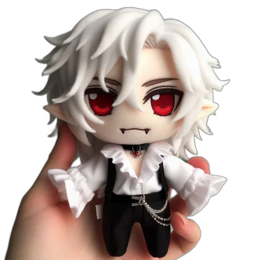 cartoon, 3d render, pixel art, concept art, plush, toy, vampire-themed, character transparent PNG cut-out
