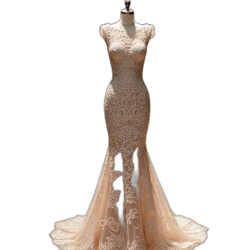 dress, jewelry, 3d render, earth tones transparent PNG cut-out