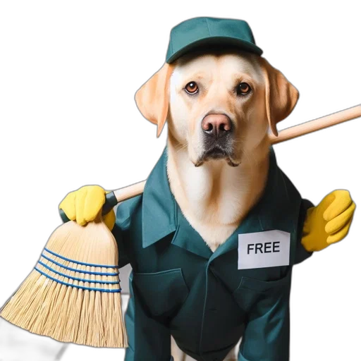 staff, animal, hat, photorealistic, image, features, labrador, dressed transparent PNG cut-out