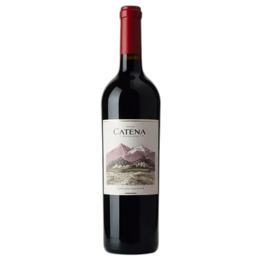 bottle, catena, malbec, wine, red, cap, label, featuring transparent PNG cut-out