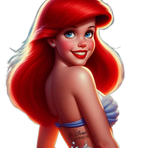 cartoon, photorealistic, fantasy art, concept art, underwater, ariel, disney, little transparent PNG cut-out