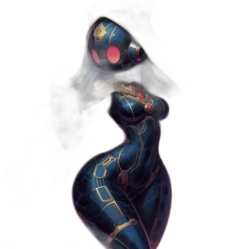 dress, mask, robot, creature, concept art, cyberpunk, watercolor, fantasy art transparent PNG cut-out