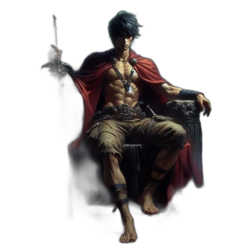 sword, staff, fantasy art, concept art, pixel art, comic book art, muscular, male transparent PNG cut-out