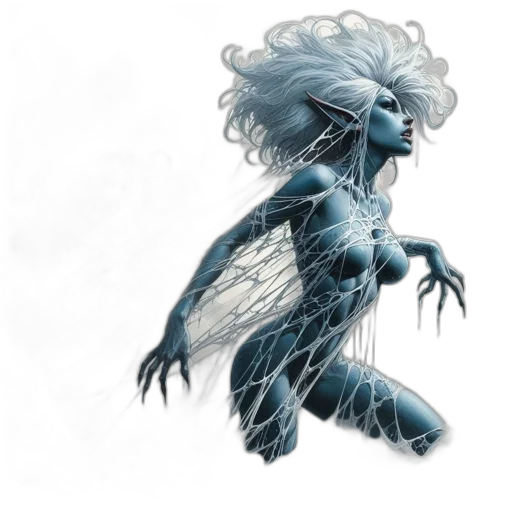 creature, dragon, hair, concept art, fantasy art, comic book art, watercolor, underwater transparent PNG cut-out